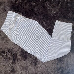 J. Crew Blue and White Striped Trousers